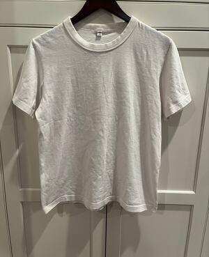 GU Men’s Crew Neck T-Shirt Size S White Short Sleeve 100% Cotton Blank Basic